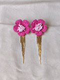 L'Audacieuse — Boucles d'oreille fleur en raffia tressé main